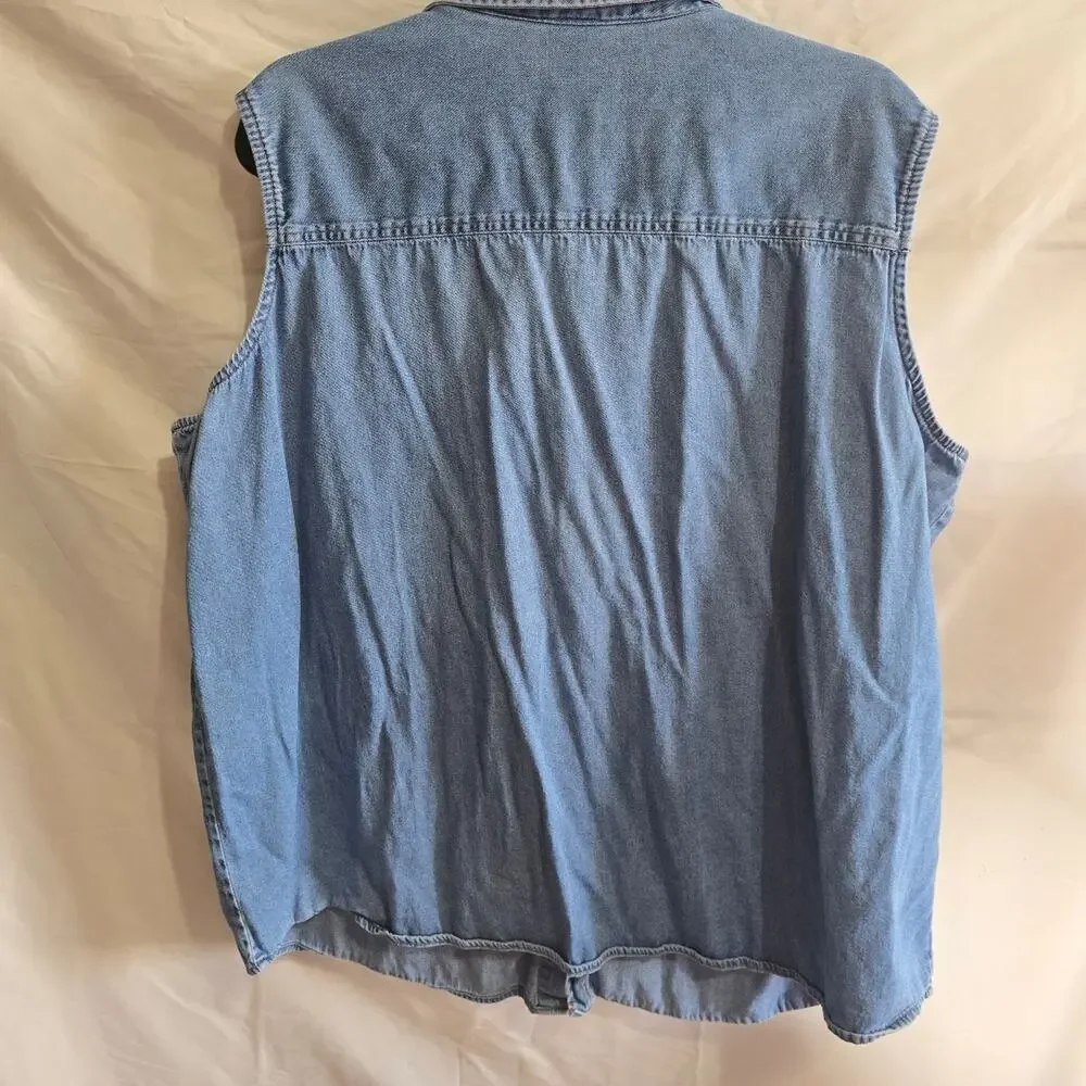 Vintage Scooby Doo Denim Button Down Vest 22W - Picture 2 of 3